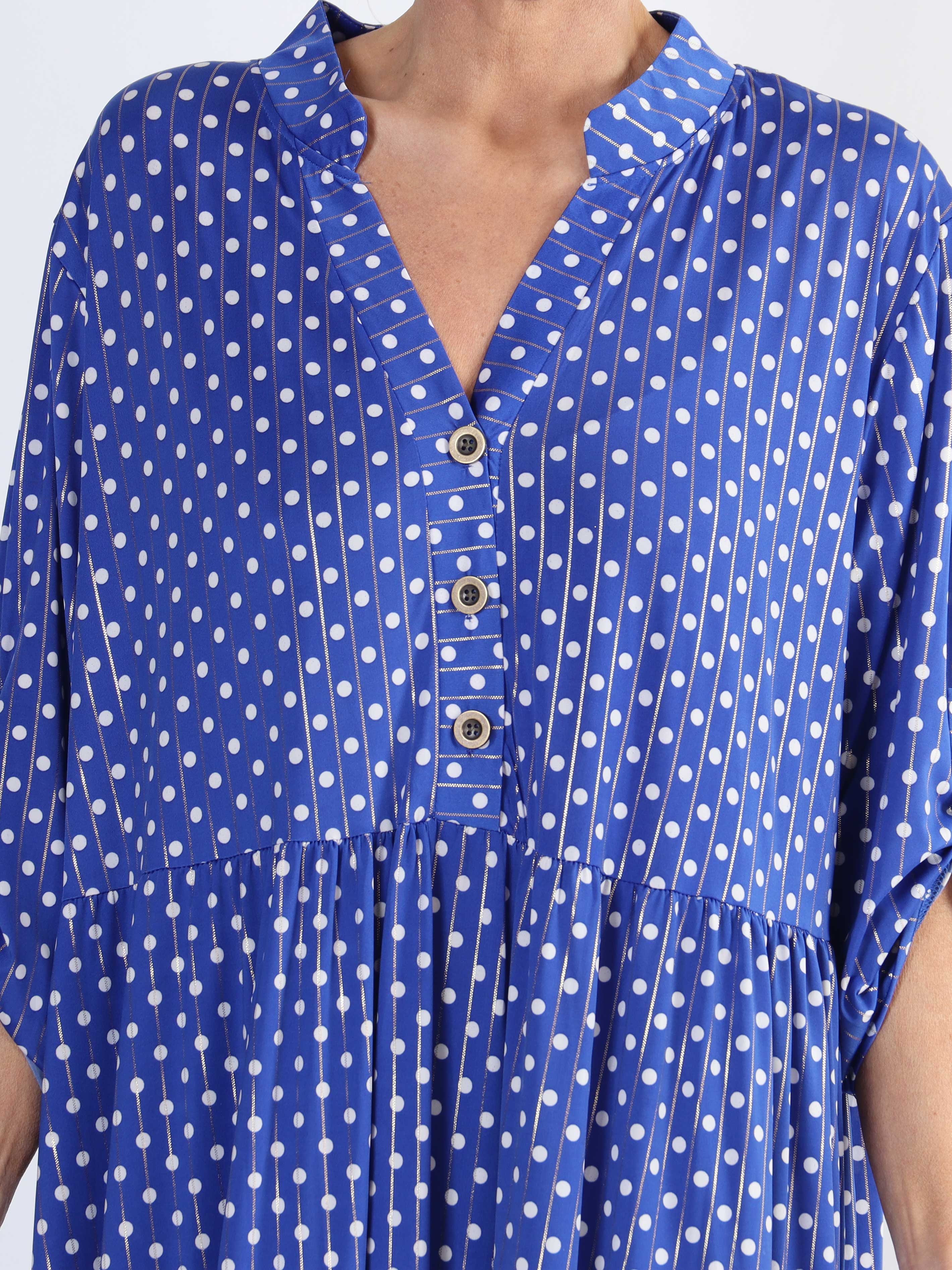 Milano Dot - Lång plus size-klänning med prickar och lager-på-lager-look - Green